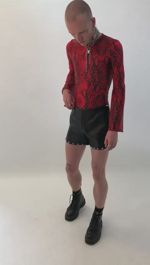 RAISED IN HELL, Red Snakeskin Flared Sleeve Body (Unisex)