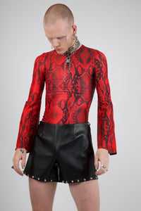 RAISED IN HELL, Red Snakeskin Flared Sleeve Body (Unisex)