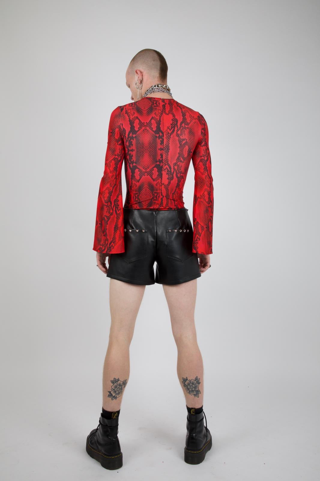 RAISED IN HELL, Red Snakeskin Flared Sleeve Body (Unisex)