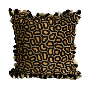 Reversible Olive Cow Hide & Leopard Print, Serpent Cushion